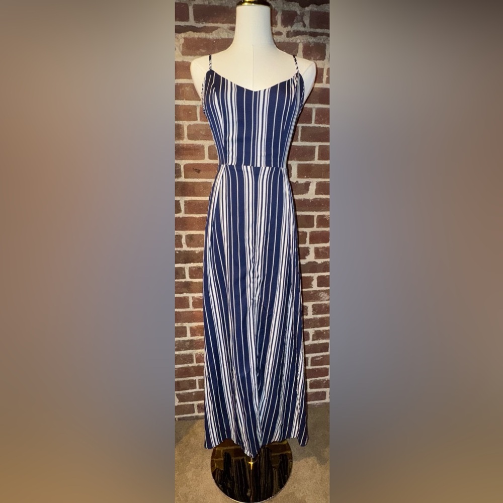 Zaful navy/white striped maxi dress